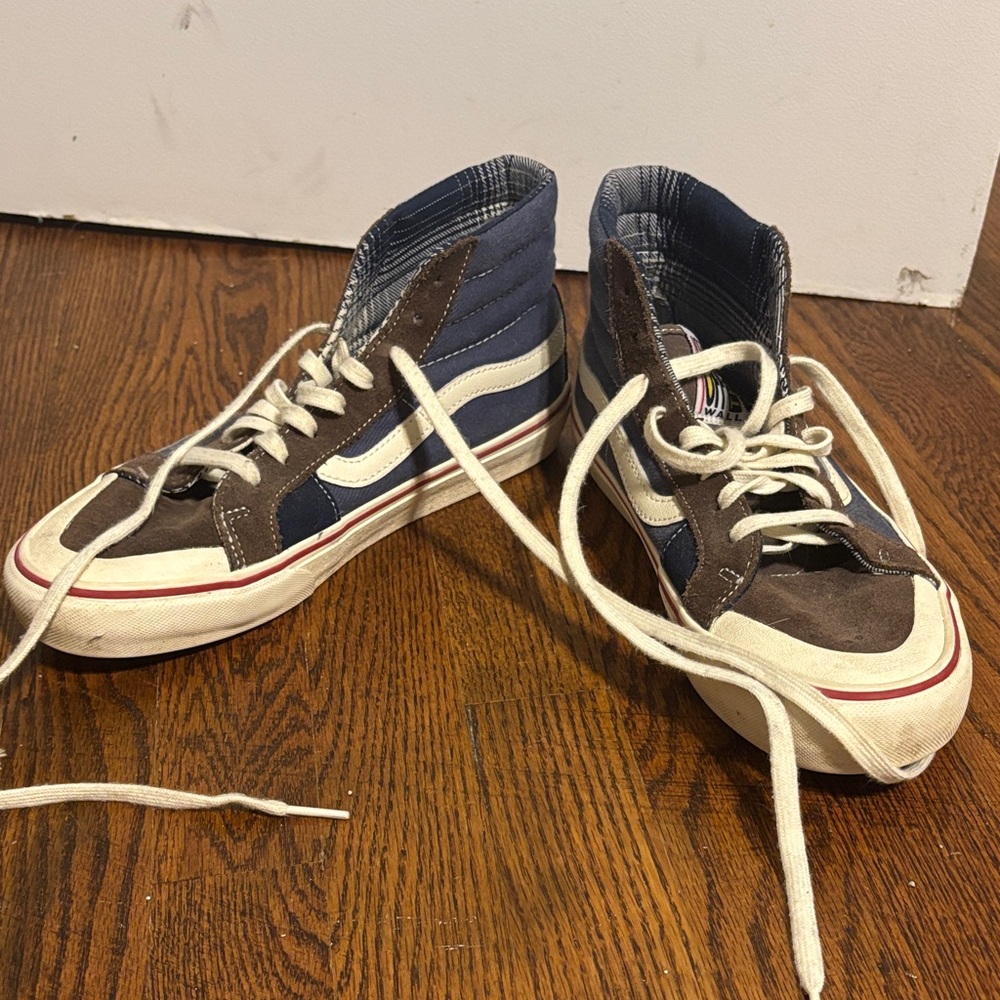 Vans Men's Brown and Blue High-Top Sneakers